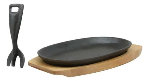Cast Iron Sizzling Fajita Skillet Set with Base P3867