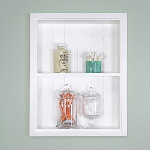 White Beadboard Recessed Wall Medicine Cabinet P126