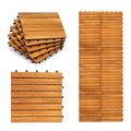 10 PCS Waterproof Acacia Wood Patio Tiles, 12”x12” (10sq.ft per Box) L901