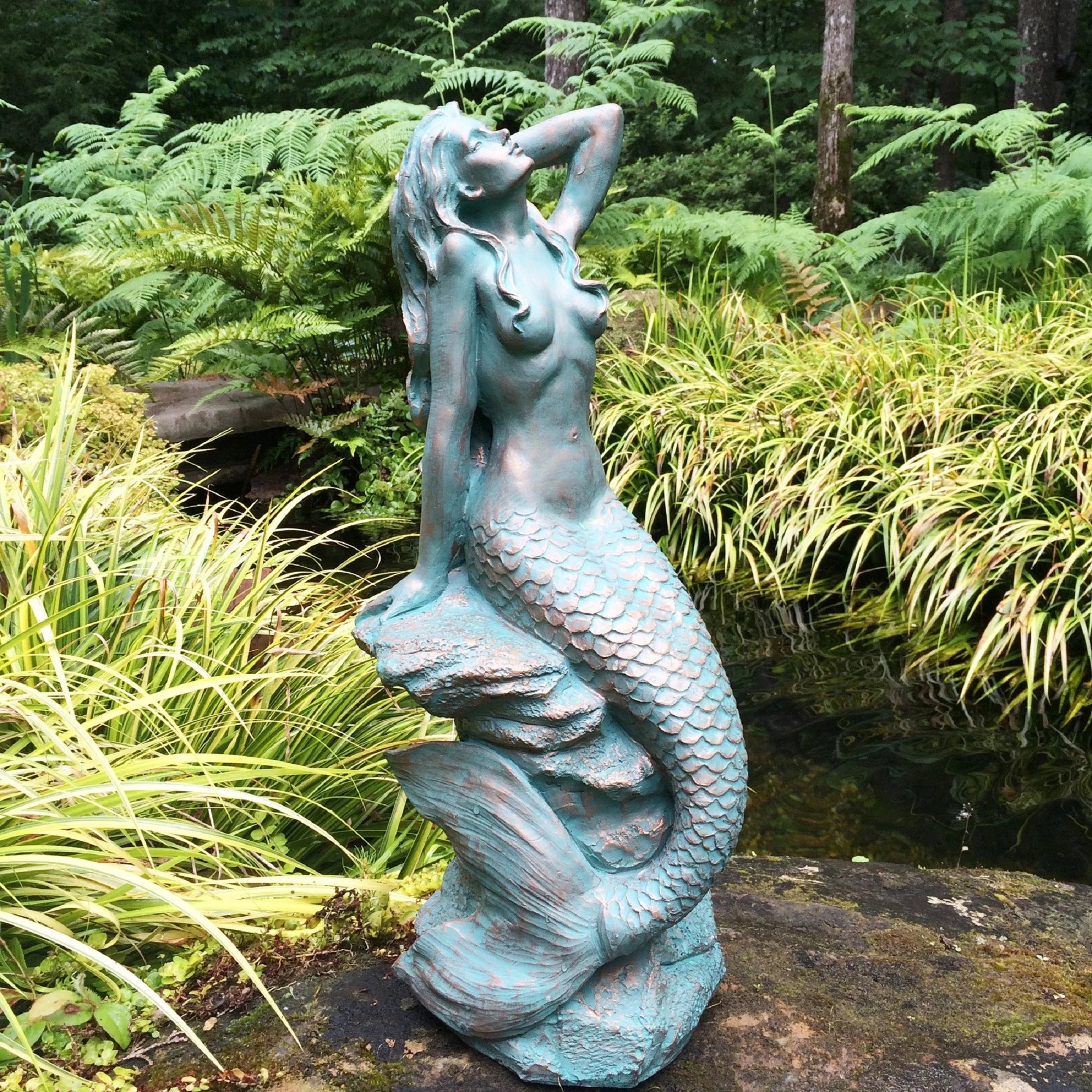 Bronze Patina Mermaid Garden Statue C6224