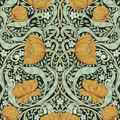 Green Removable Floral Wallpaper 17.7in x 9.8ft G726