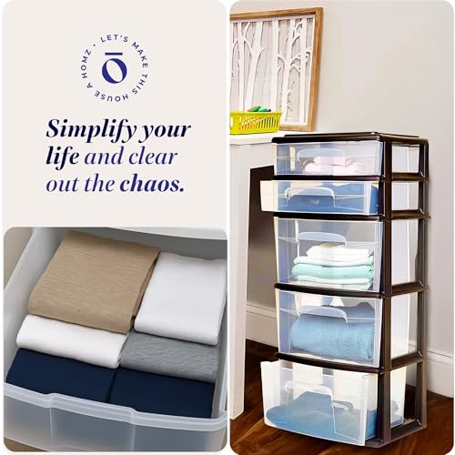 5-Tier Clear Plastic Storage Organizer with Black Frame P2036