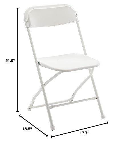 White Plastic Folding Chairs Steel Frame Set of 10 K4148