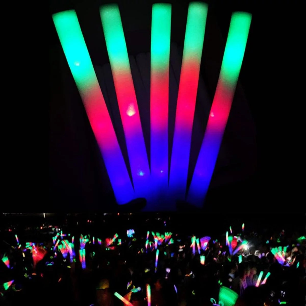 100 PCS LED Light up Foam Sticks 18 inch Glow Stick Z5825