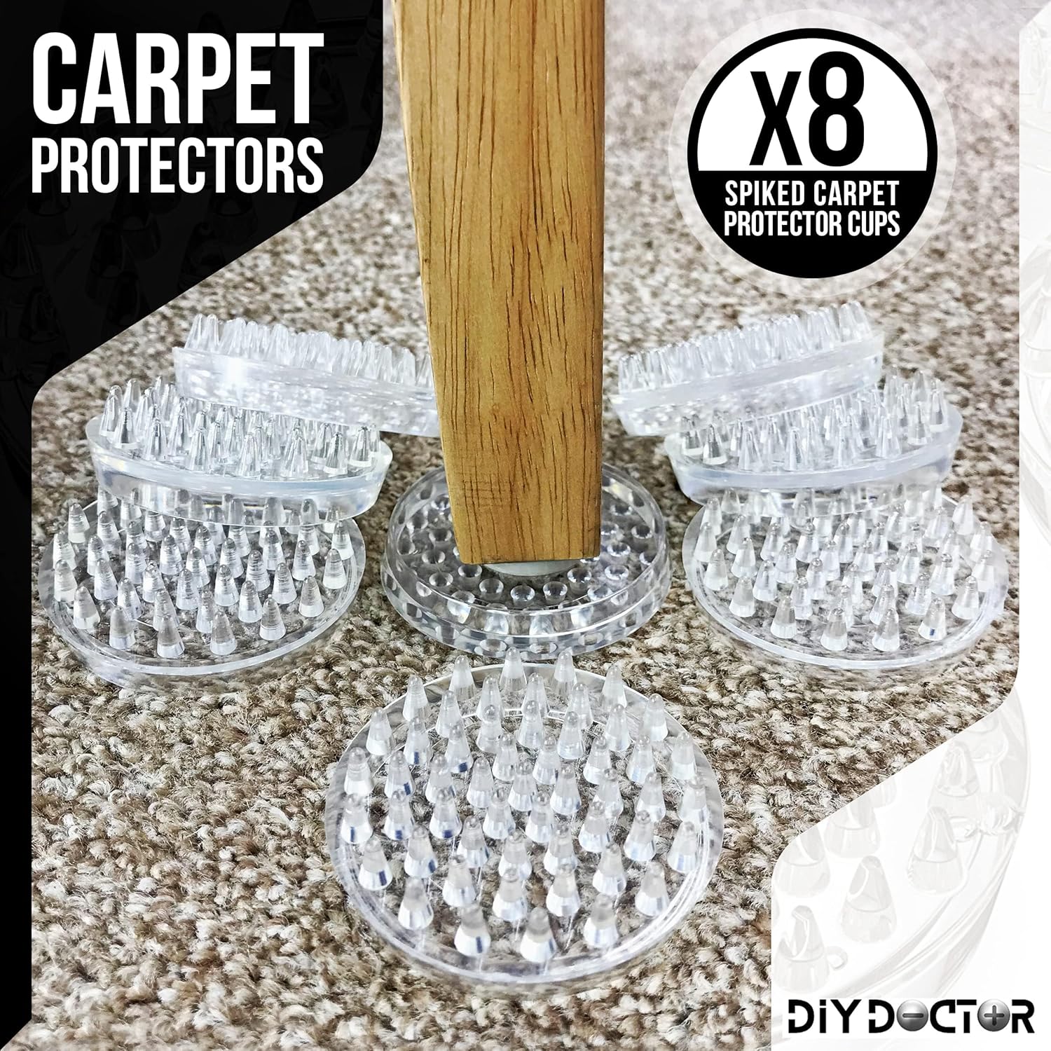 Pack of 8 Furniture Caster Cups with 53 Spikes X876659