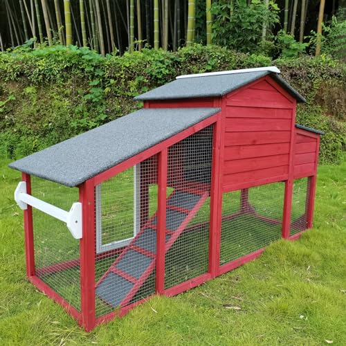 Black Wooden Chicken Coop and Rabbit Hutch with Nesting Box and Pull Out Tray Y84851