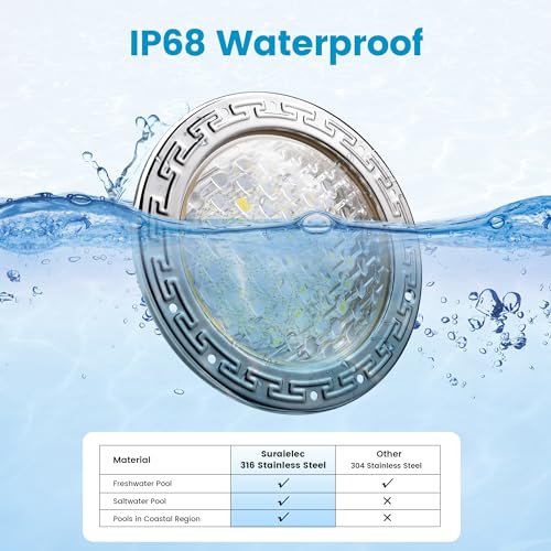 LED Pool Light, 12V AC, 10 inch, 30W, 3000LM, 6500K Cool White, 100FT Cord X592758