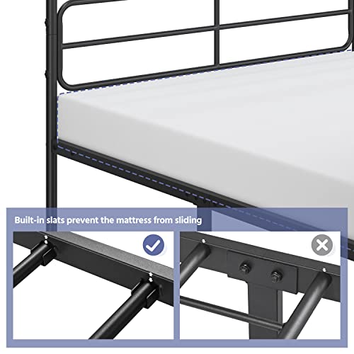 White Metal Twin Bed Frame with Headboard U6195