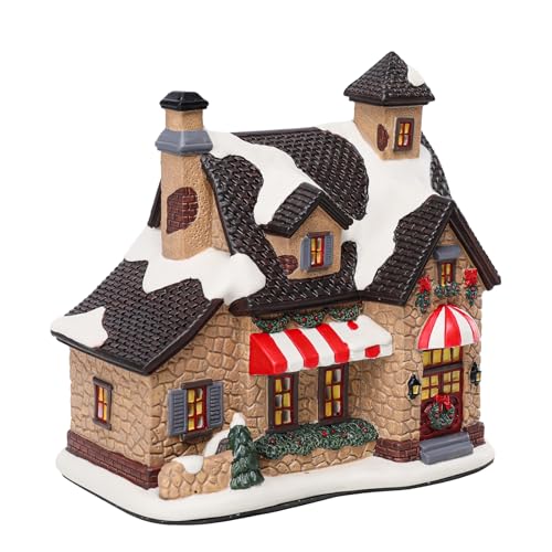 Lighted Ceramic Christmas Village Houses Decorations 8.5" I3813