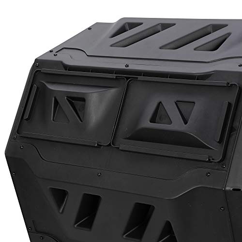 Black Dual Chamber Tumbling 43 Gallon Composter with Steel Frame N4859