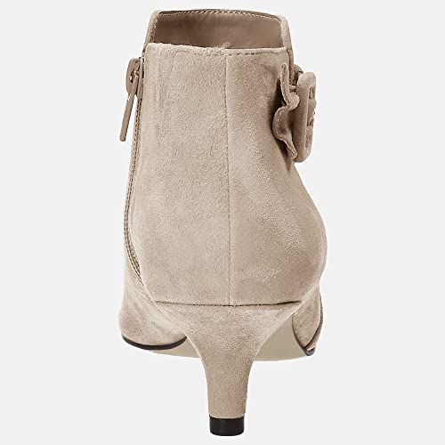 Pointed Toe Ankle Boots Kitten Heels Faux Suede Booties Side Zipper Dress Shoes Z298