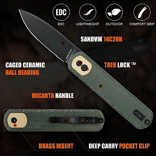 Small Folding Knife with Clip, 2.99" Sheepsfoot Blade, Micarta Handle I6079