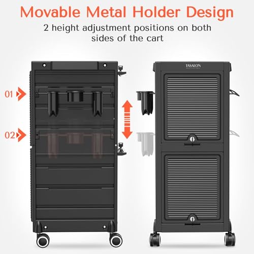 Pink Lockable Rolling Salon Cart with 6 Drawers N691685