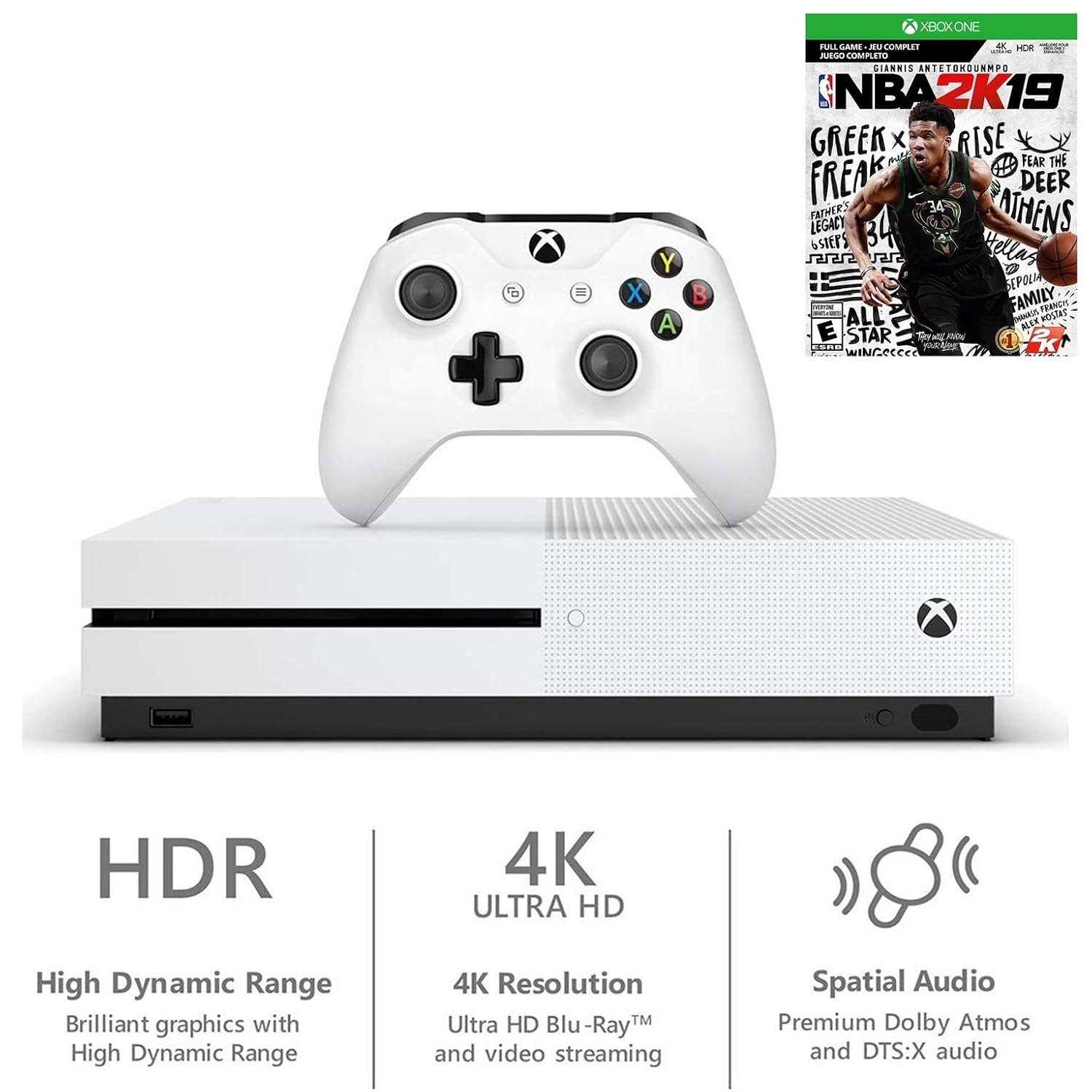Xbox One S 1TB Console with NBA 2K19 Game and Xbox Wireless Controller I39815