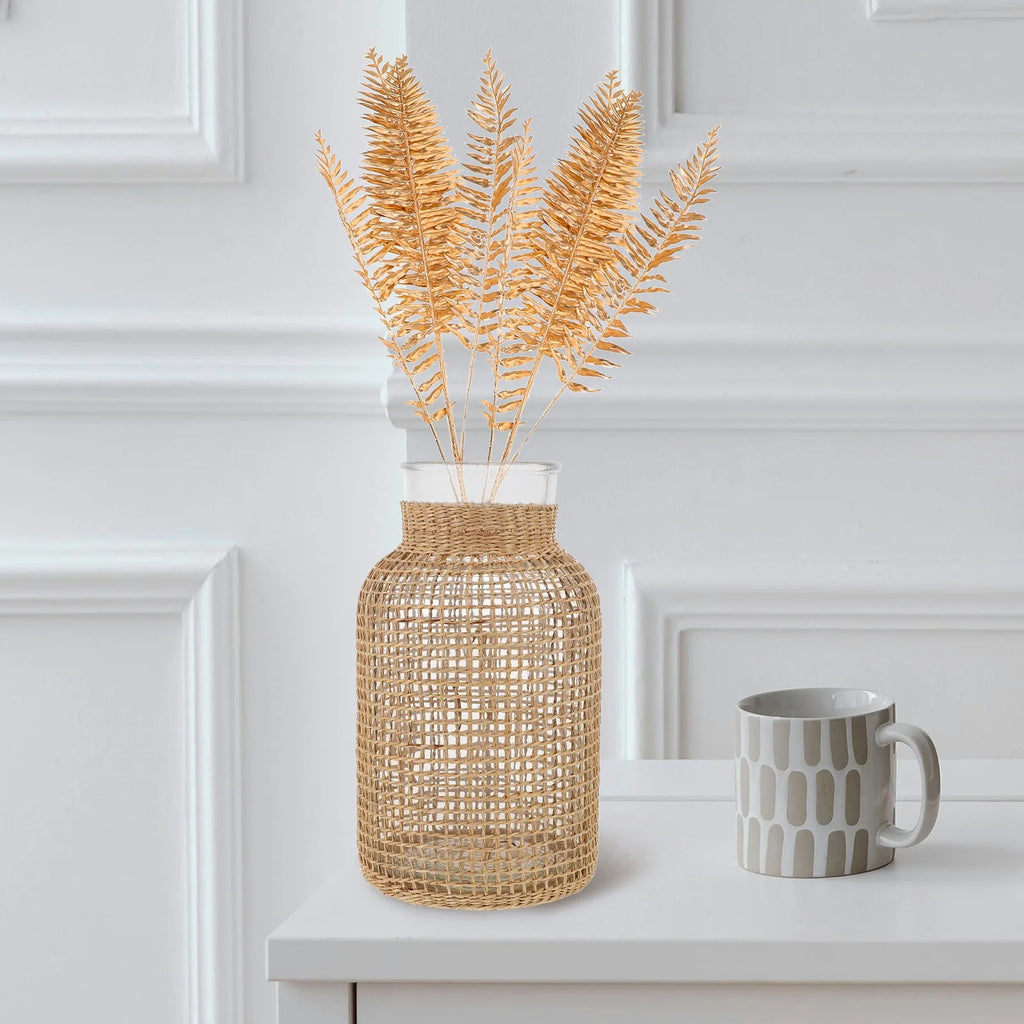Woven Rattan Glass Vase N900797