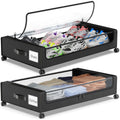 Black 2 Pack Rolling Underbed Storage Containers with Clear Lid W364