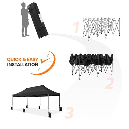 White 10x20 Pop Up Canopy Tent with Wheeled Carry Bag V597