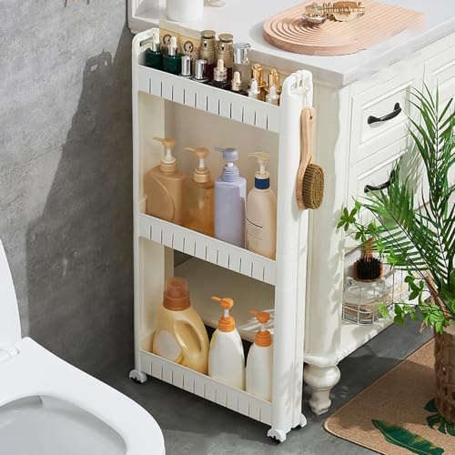 3 Tier Slim Storage Cabinet with Wheels U470