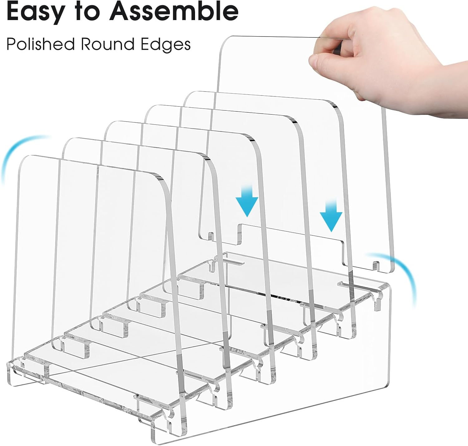 Clear Acrylic 5-Section Vertical File Organizer T4692
