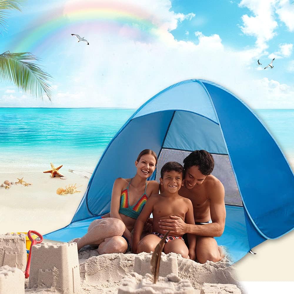 Blue Pop Up Beach Tent with Carry Bag U9774