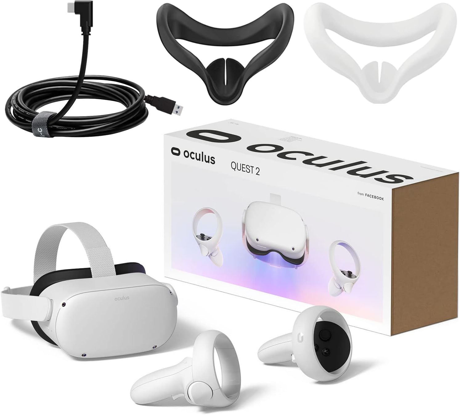 128GB White VR Headset Set with USB Type-C Link Cable and 2 Silicone Face Cover N403
