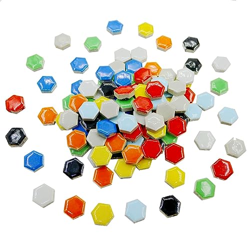 Yellow Hexagon Ceramic Mosaic Tiles, Pack of 100, 0.35 Inch J131861