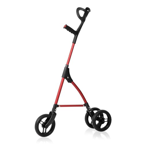 Red 3 Wheel Rollator Walker with Adjustable Height P5611