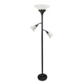 3 Light Floor Lamp with White Scalloped Glass Shades, Restoration Bronze B763