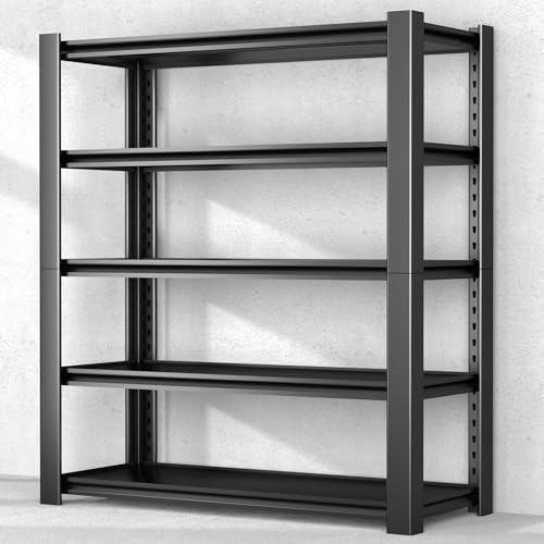 5-Tier Heavy Duty Metal Storage Shelving, 3000 LBS Capacity, 76" H x 60" W x 24" D, Adjustable Steel Shelves M996948