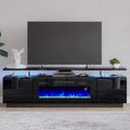 Black 70" Fireplace TV Stand with LED Lights V18648