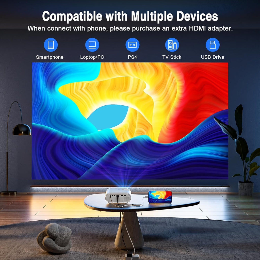 1080P Full HD Supported Mini Projector with 50% Zoom L7228