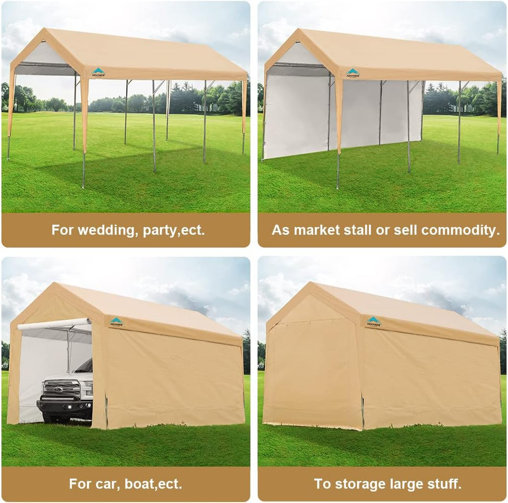 Beige Adjustable Heavy Duty Carport Canopy E3853