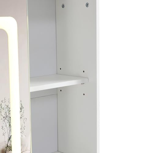 White Vanity Desk With Mirror And Cushioned Stool G239