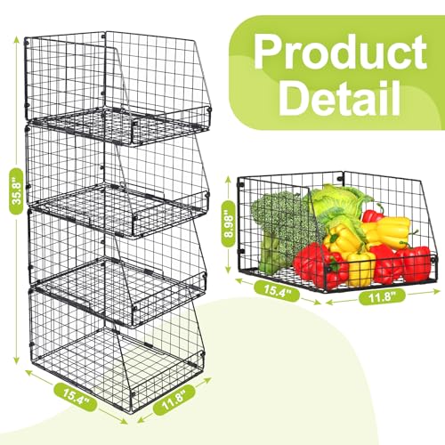 4 Pack XXL Stackable Wire Storage Basket S29203