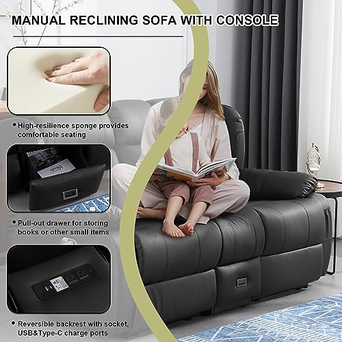 Manual Reclining Loveseat with Side Pockets D444