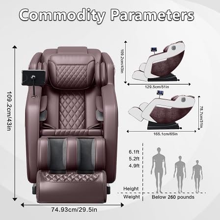Brown White Full Body Zero Gravity Massage Recliner Chair with Hip Heat H808