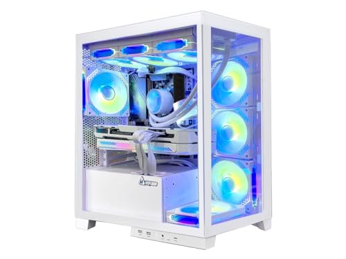 White Gaming PC Desktop Computer with AMD Ryzen 7 5700X, RTX 4060 8G, 32GB DDR4 RAM, 1TB M.2 PCIE + 2TB SATA SSD, Windows 11 Pro J579