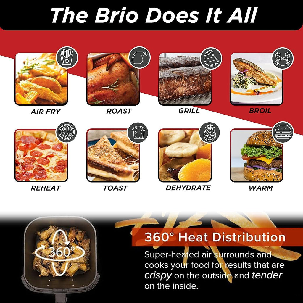 6-Quart Digital Air Fryer with Non-Stick Baking Pan and Stainless-Steel Cooking Rack, Black Z843451