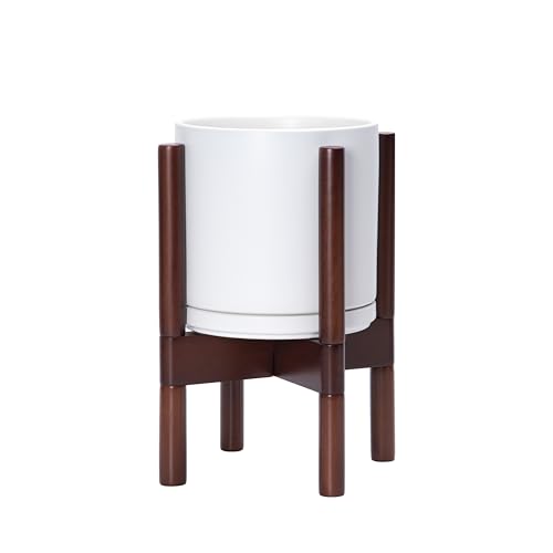 White Ceramic Planter with Stand D7872