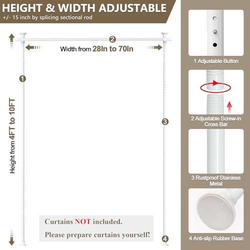 Black Adjustable Floor to Ceiling Tension Rod Room Divider W33649