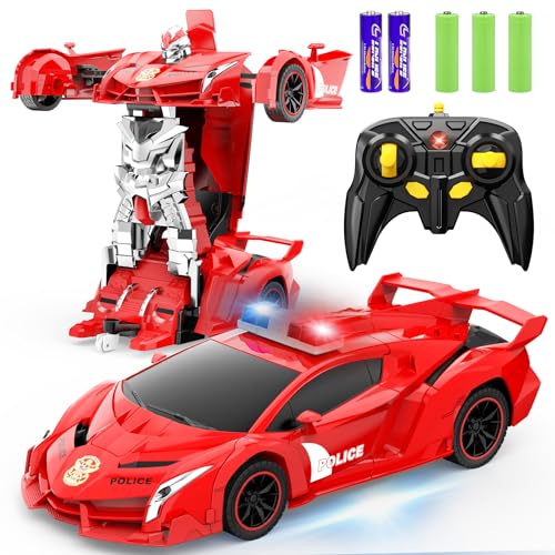 2.4Ghz 1:18 Scale Transforming Police Car Toy with Flashing Light I935