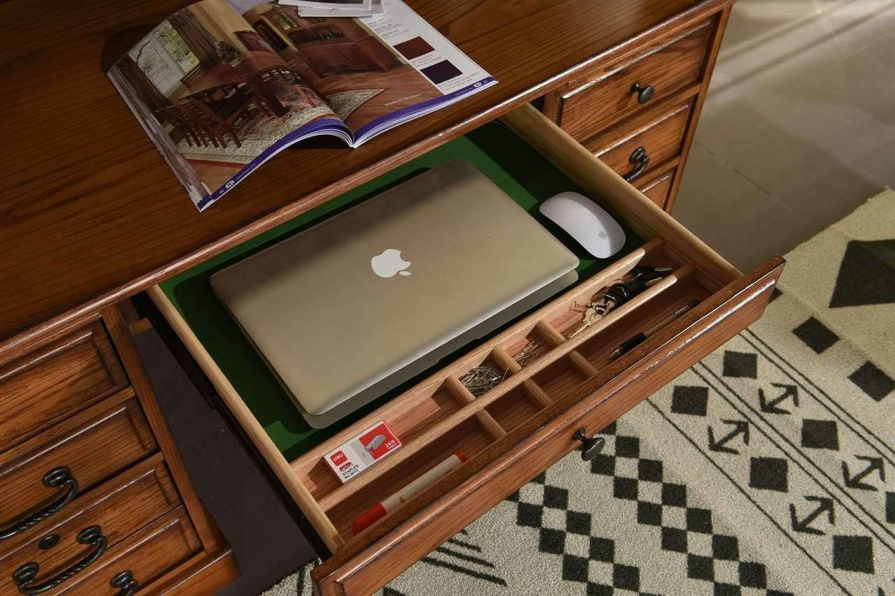 54 Inch Solid Oak Wood Roll Top Desk X74485
