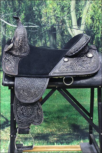 16 in Western Horse Saddle Treeless Trail Barrel Leather B1123