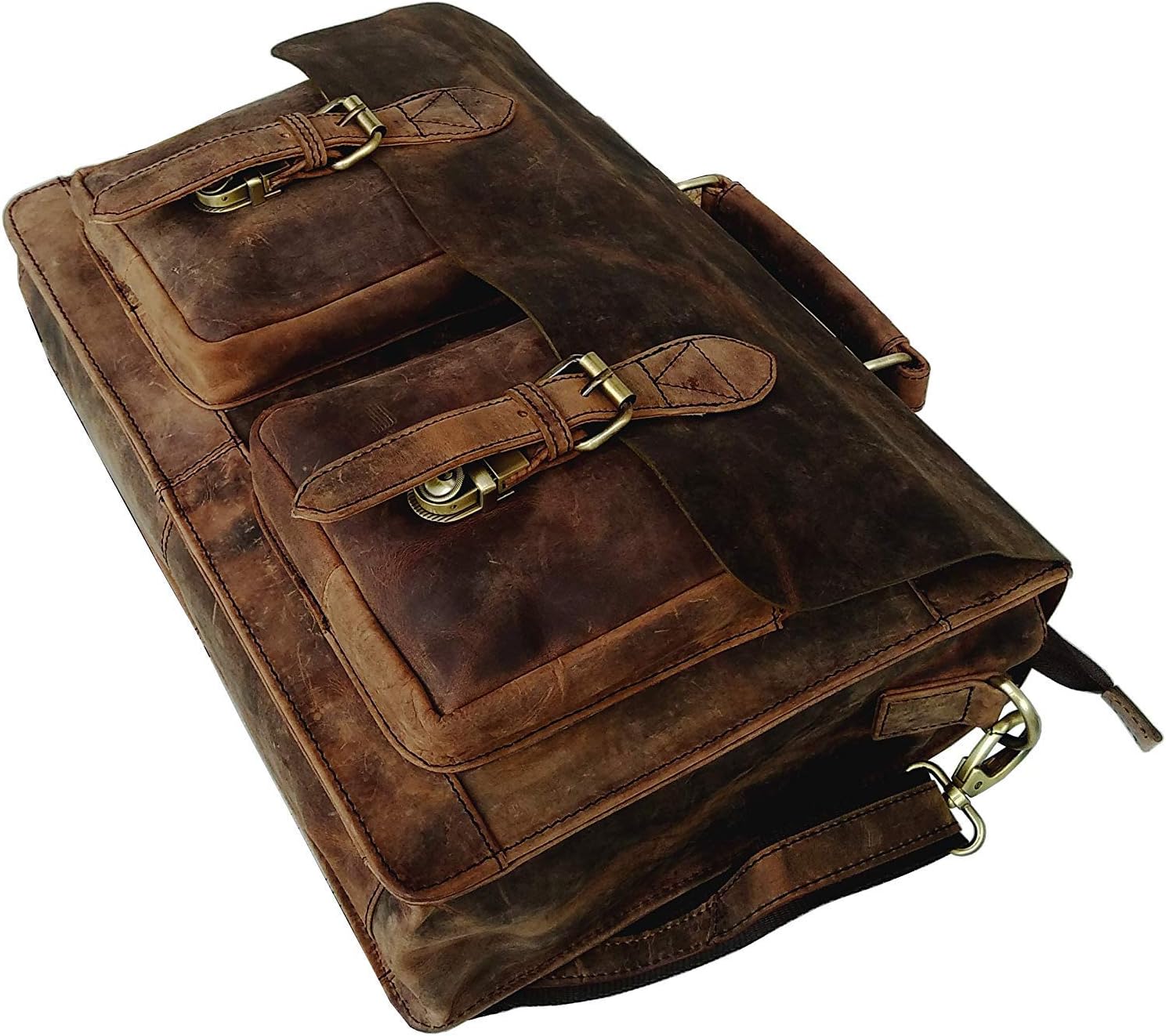 Retro Genuine Buffalo Vintage Leather Laptop Messenger Shoulder Bag (15 inch) W57857