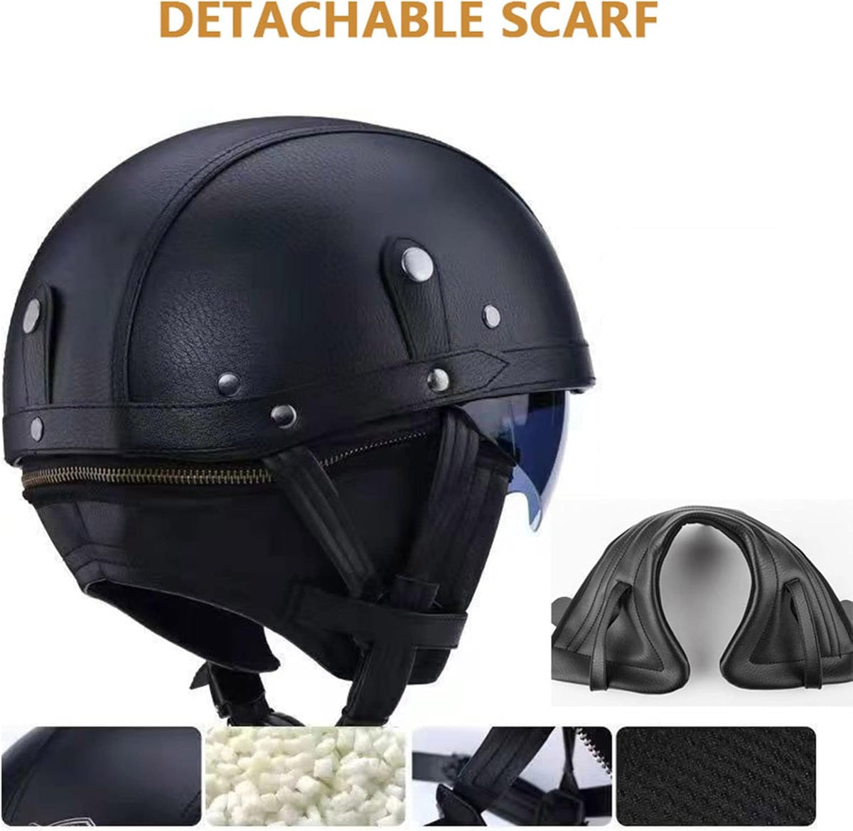 Brown Retro Open Face Leather Motorcycle Helmet DOT Certified O1250