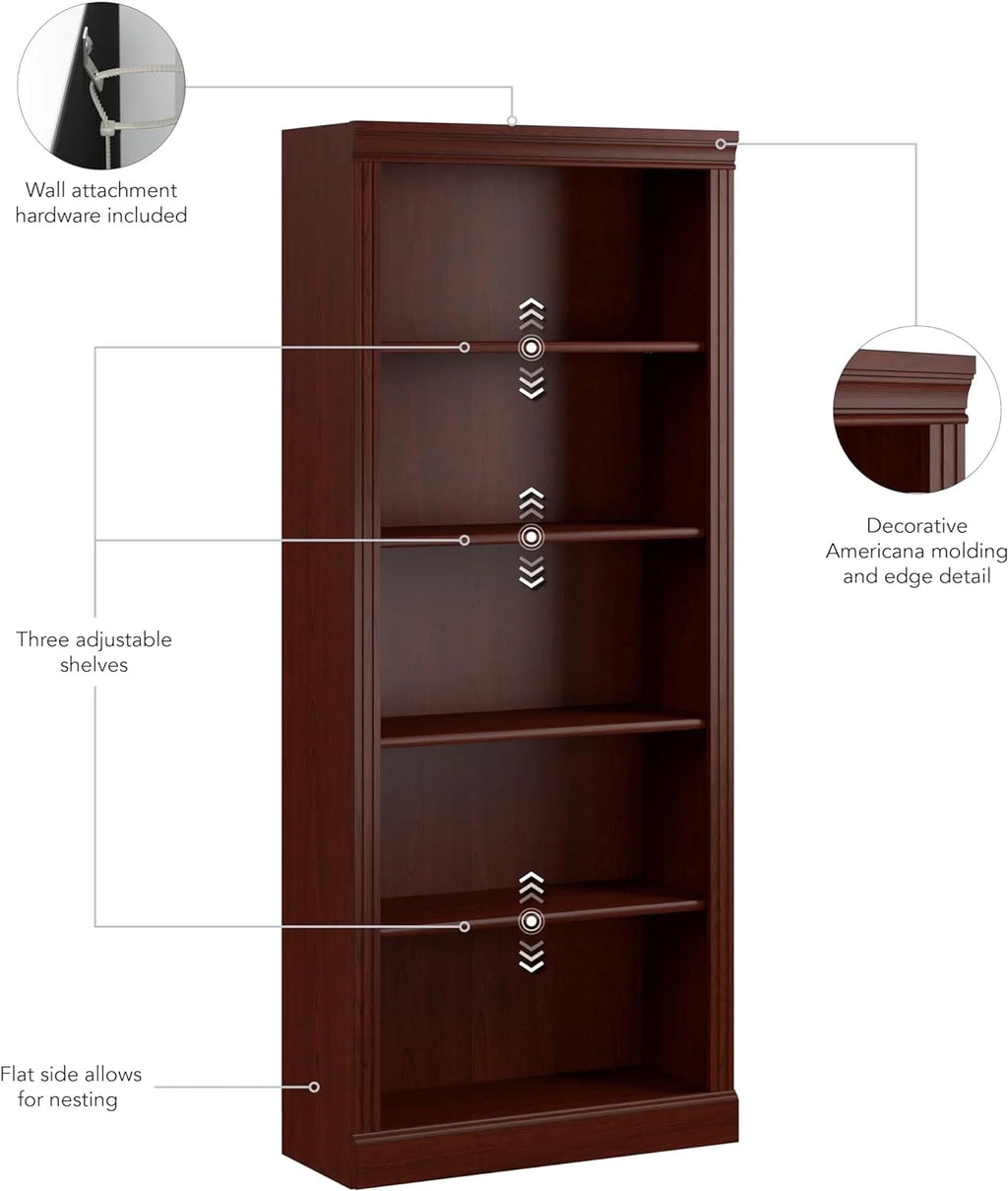 Harvest Cherry 5 Shelf Bookcase R419