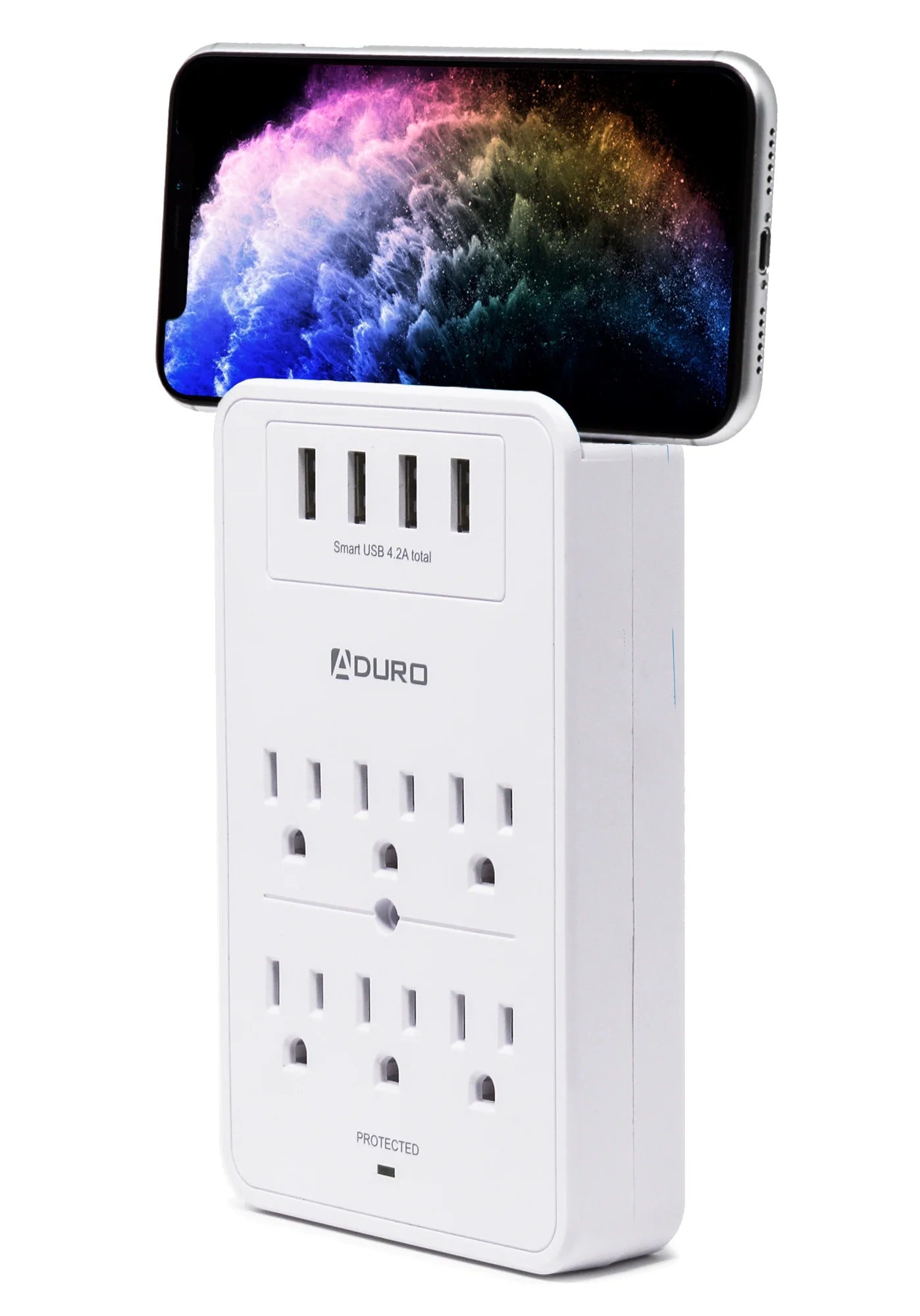 White 6 Outlet Power Strip with USB Wall Mount X124
