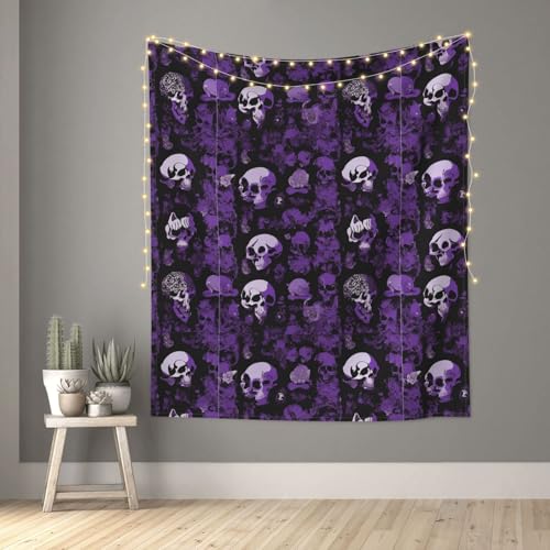 Purple Black Printed Tapestry 60x51in E77135