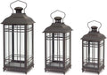 Set of 3 Metal and Glass Lantern Candle Holder X65898