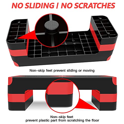 Adjustable Aerobic Step Platform, 26.5" Step Deck with 4” 6” 8” Risers G865235